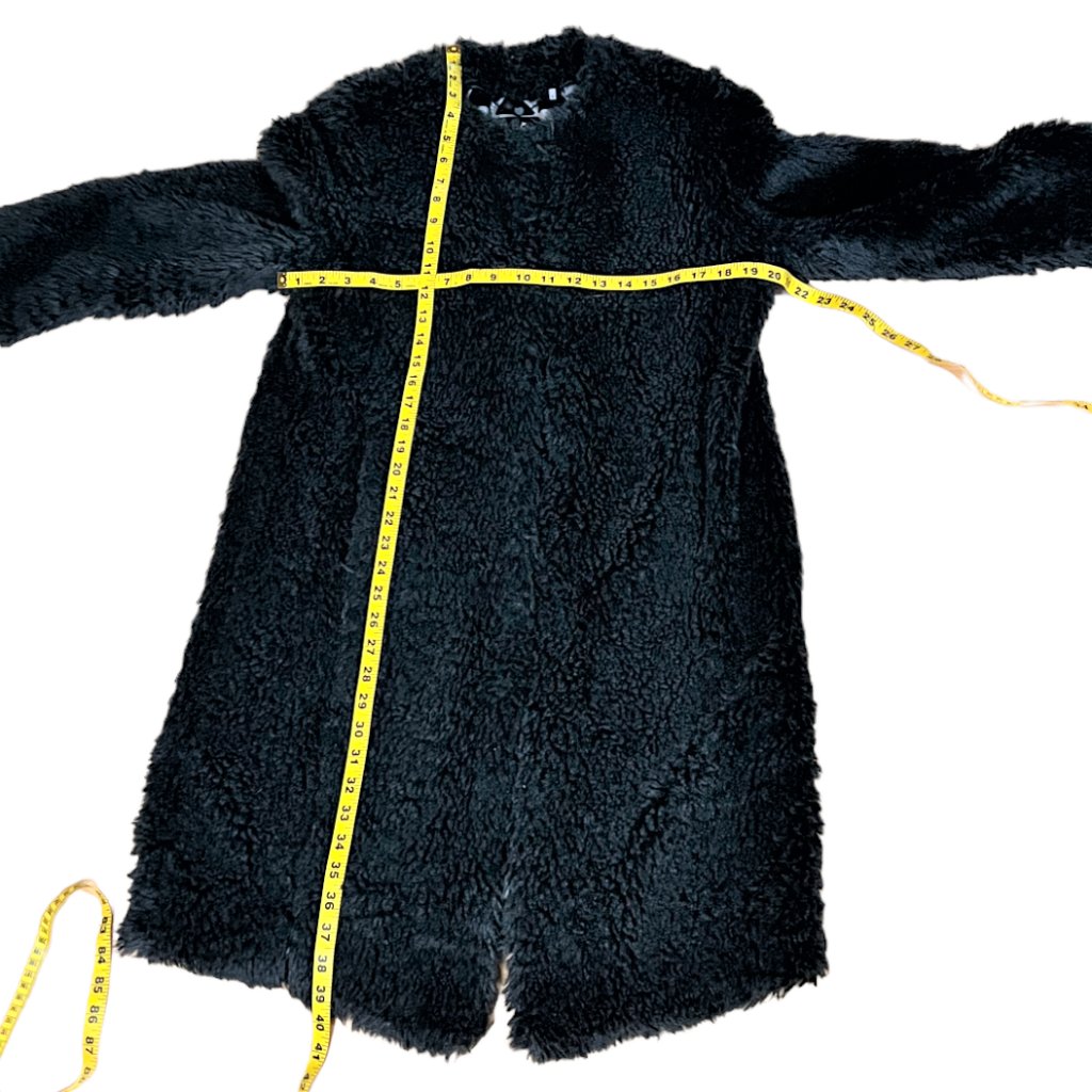 Dawn Levy Black Tabitha Faux Fur Coat, Detachable Hood/Scarf/Hand Warmer, Size M — image 5 of 8